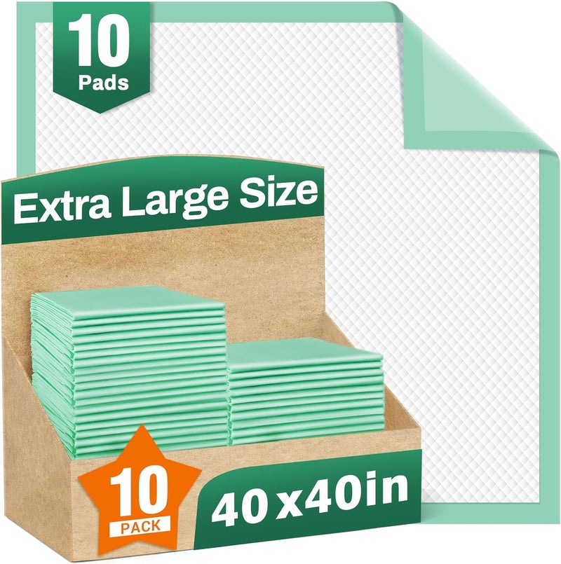 MILDPLUS Disposable Bed Pads 40"X40" Extra Large Pee Pads for Incontinence 140 Gram Heavy Duty Super Absorbent Underpads Waterproof Chucks Pads for Adults, Elderly or Pets [100x100CM, 10pcs] - Image 1